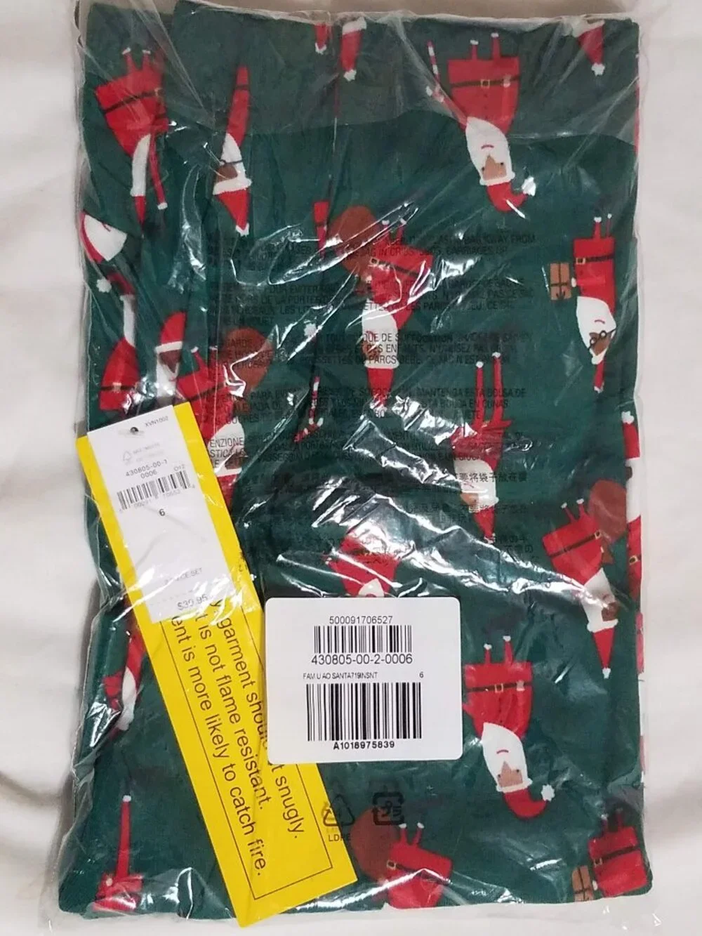 Gap Kids Green Santa Christmas 100% Organic Cotton PJ Sleep Set Size 6 8 NEW $39